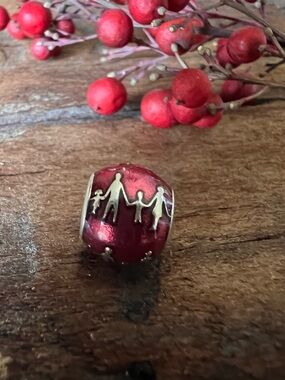 Authentic Pandora Charm Family Silhouettes Pink Fuchsia Violet Enamel Silver